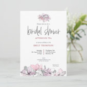 Waterverf Bloemen Roze Script Vrijgezellenfeest Te Kaart (Staand voorkant)