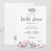 Waterverf Bloemen Roze Script Vrijgezellenfeest Te Kaart (Voorkant / Achterkant)