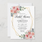 Waterverf Bloemen Roze Stoffig Roos Vrijgezellenfe Kaart (Voorkant)