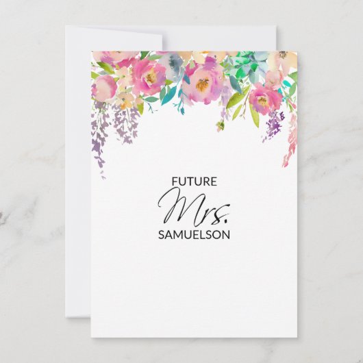 Waterverf Bloemen Roze Succulenten Vrijgezellenfee Kaart (Achterkant)