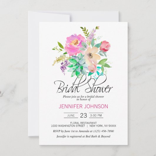 Waterverf Bloemen Roze Succulenten Vrijgezellenfee Kaart (Voorkant)