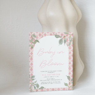 Waterverf Bloemen Roze Tegel Baby in Bloemdouche Kaart