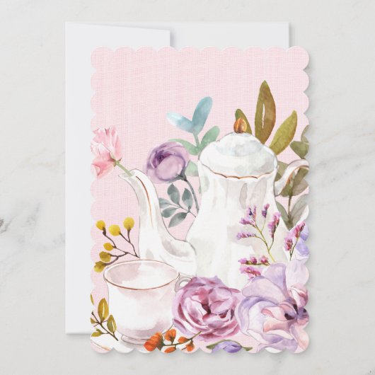 Waterverf Bloemen Roze Tuin Thee Party Verjaardag Kaart (Achterkant)