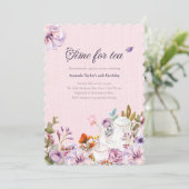 Waterverf Bloemen Roze Tuin Thee Party Verjaardag Kaart (Staand voorkant)
