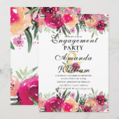 Waterverf Bloemen Roze Verlovingsfeest Kaart (Voorkant / Achterkant)