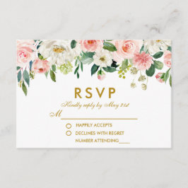 Waterverf Bloemen Roze Wit Goud RSVP Bruiloft