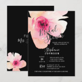 Waterverf Bloemen Roze Zwart Vrijgezellenfeest Kaart (Voorkant / Achterkant)