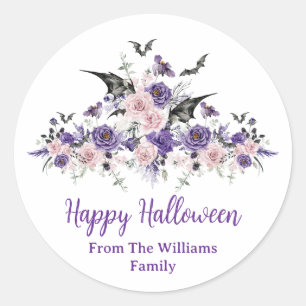 waterverf Bloemen rozen Happy Halloween Party Ronde Sticker