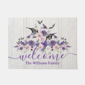 waterverf Bloemen rozen Happy Halloween Wood Deurmat (Voorkant)