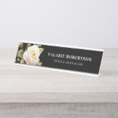 Waterverf Bloemen Rozen Naam Bord Bureau Naambordje (Voorkant)