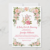 waterverf Bloemen rozen Tea Party baby shower Kaart (Voorkant)