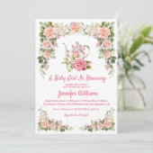 waterverf Bloemen rozen Tea Party baby shower Kaart (Staand voorkant)