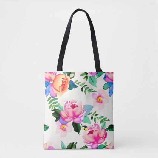 waterverf bloemen rozen tote bag (Voorkant)