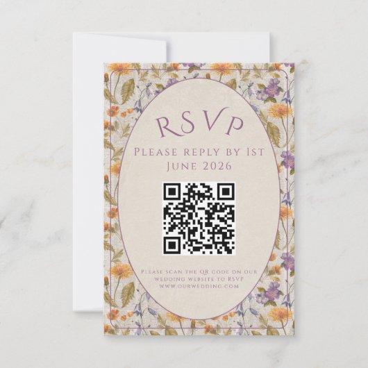 Waterverf Bloemen - RSVP kaart (Voorkant)