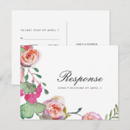 Waterverf Bloemen RSVP met Maaltijdkeuze Uitnodiging Briefkaart