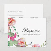 Waterverf Bloemen RSVP met Maaltijdkeuze Uitnodiging Briefkaart (Voorkant / Achterkant)