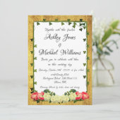 Waterverf Bloemen Rustiek Goud Vriendelijke bruilo Kaart (Staand voorkant)