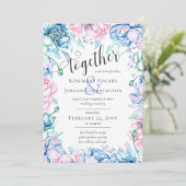 Waterverf Bloemen & Rustiek Hout Boerderij Bruilof Kaart (Staand voorkant)