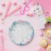 Waterverf Bloemen & Rustiek Hout Boerderij Verjaar Papieren Bordje (Feest)