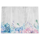 Waterverf Bloemen & Rustiek Hout Elegante Boerderi Groot Cadeauzakje (Voorkant)