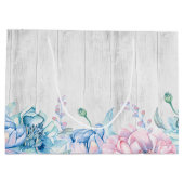 Waterverf Bloemen & Rustiek Hout Elegante Boerderi Groot Cadeauzakje (Achterkant)