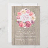 Waterverf Bloemen Rustiek Hout Verjaardagsfeest Kaart (Voorkant)