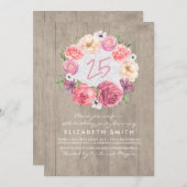 Waterverf Bloemen Rustiek Hout Verjaardagsfeest Kaart (Voorkant / Achterkant)