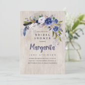 Waterverf Bloemen Rustiek Navy Vrijgezellenfeest Kaart (Staand voorkant)