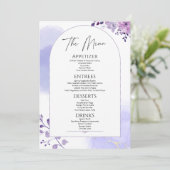 Waterverf Bloemen Rustiek Paarse Bruiloft Menu (Staand voorkant)