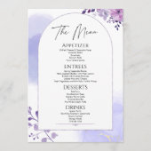 Waterverf Bloemen Rustiek Paarse Bruiloft Menu (Voorkant)