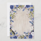 Waterverf Bloemen Rustieke Navy Bruiloft Kaart (Achterkant)