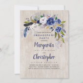 Waterverf Bloemen Rustieke Navy Engagement Party Kaart (Voorkant)