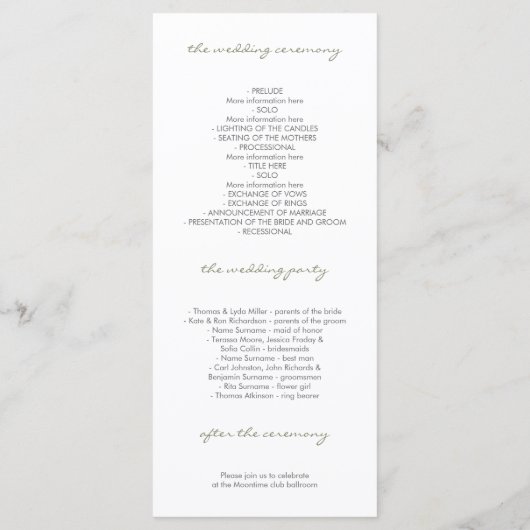 Waterverf Bloemen  Rustieke Trouwprogramma's Programmakaart (Achterkant)