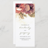 Waterverf Bloemen  Rustieke Trouwprogramma's Programmakaart (Voorkant / Achterkant)