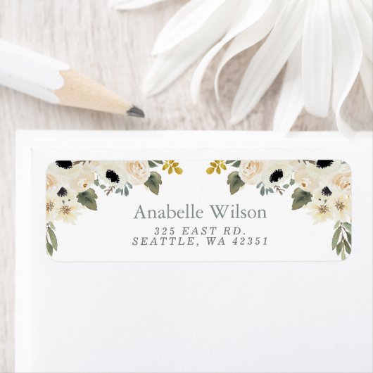 Waterverf Bloemen Sage Ivoor Bloemen Etiket (Insitu)