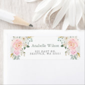 Waterverf Bloemen Sage Roze Bloemen Etiket (Insitu)