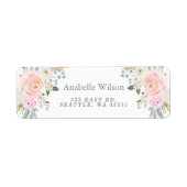 Waterverf Bloemen Sage Roze Bloemen Etiket (Voorkant)