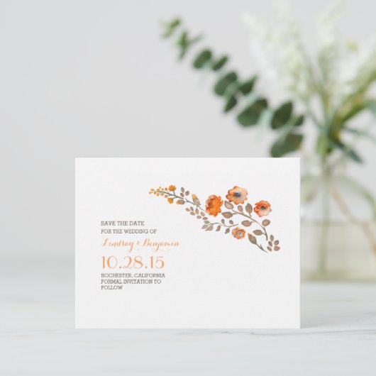 waterverf bloemen schattig save the date aankondigingskaart (Staand voorkant)