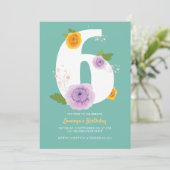 Waterverf Bloemen Schattige 6e verjaardag Save The Date (Staand voorkant)