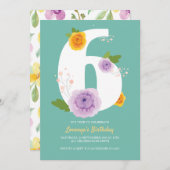 Waterverf Bloemen Schattige 6e verjaardag Save The Date (Voorkant / Achterkant)