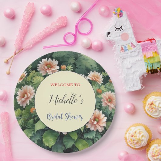 Waterverf Bloemen Schattige Vrijgezellenfeest Papieren Bordje (Feest)