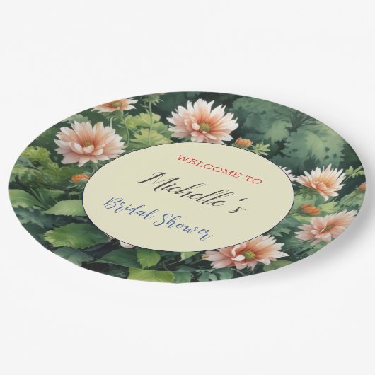 Waterverf Bloemen Schattige Vrijgezellenfeest Papieren Bordje (Gekanteld)