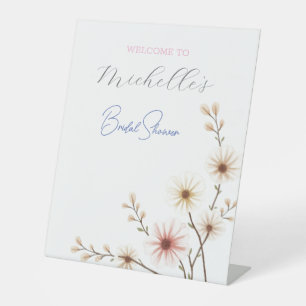 Waterverf Bloemen Schattige Vrijgezellenfeest Reclamebord Met Voetstuk