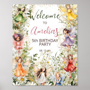 Waterverf Bloemen Schattigee feeën Party Welkomstb Poster