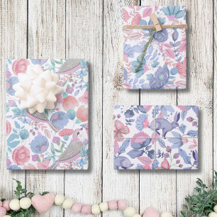Waterverf Bloemen Schattigee Pastelpatronen Natuur Inpakpapier Vel