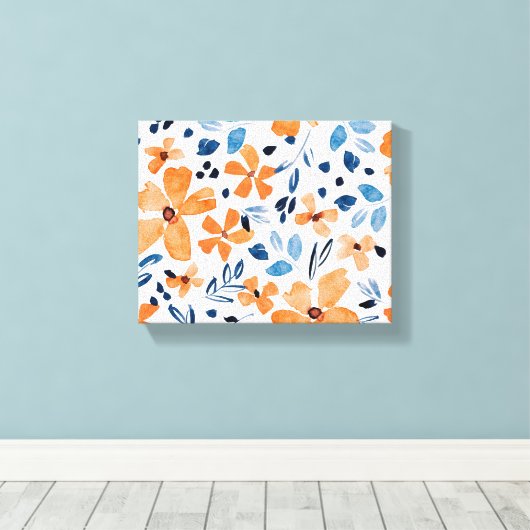 Waterverf bloemen schilderen canvas afdruk (Insitu (Houten vloer))