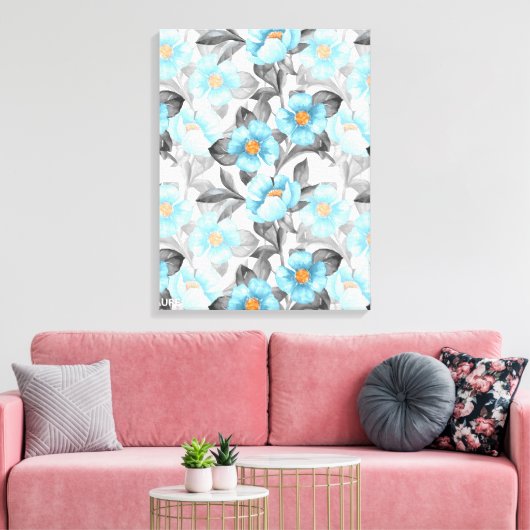 Waterverf bloemen schilderen canvas afdruk (Insitu (Woonkamer))