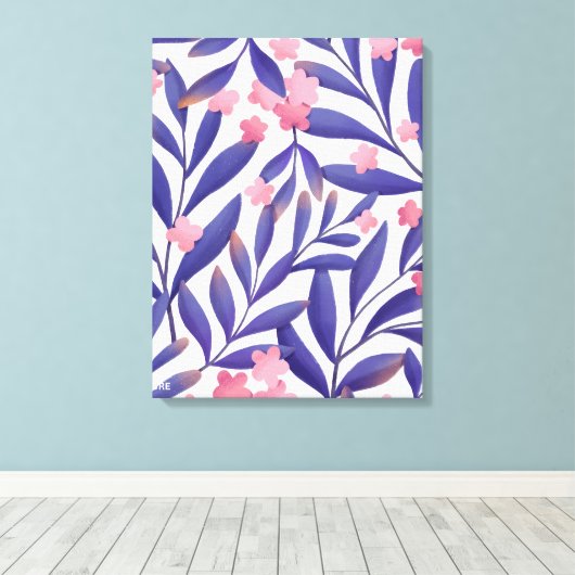 Waterverf bloemen schilderen canvas afdruk (Insitu (Houten vloer))