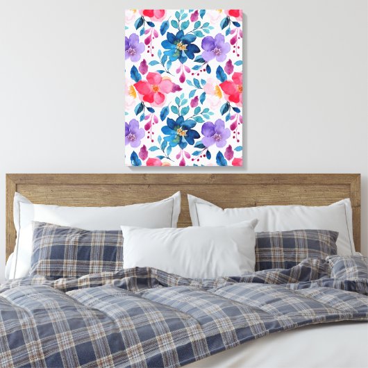 Waterverf bloemen schilderen canvas afdruk (Insitu (Slaapkamer))