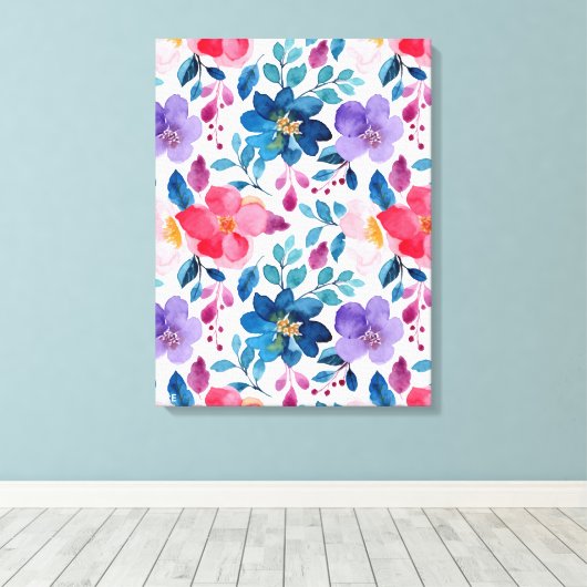 Waterverf bloemen schilderen canvas afdruk (Insitu (Houten vloer))